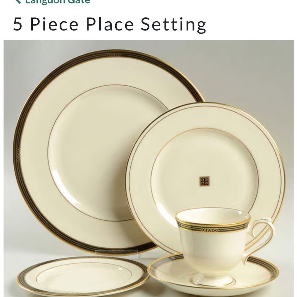 Lenox Langdon Cream and Gold 5-Piece Place Setting